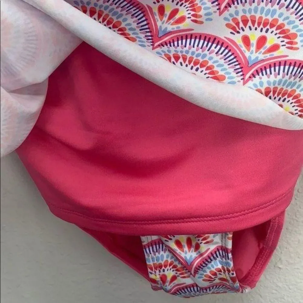 Bobbie Brooks Girls 2 Piece Bikini Pink Swim Tankini Size L bathing suit swimsui